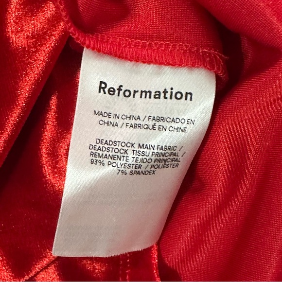 NEW Reformation Merel Velvet Dress Cherry Red Bodycon Low Back - Picture 2 of 6